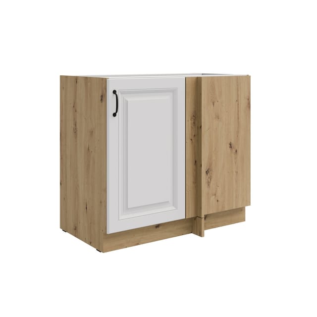 Küchen Preisbombe - Eckunterschrank 105cm Stilo Weiß Eiche Artisan Küchenzeile Küchenblock Küche