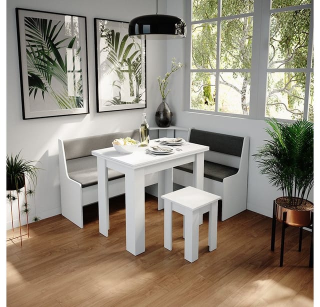Esszimmer-Eckbank Roman, Weiß, 43.5 x 43.5 cm Vicco