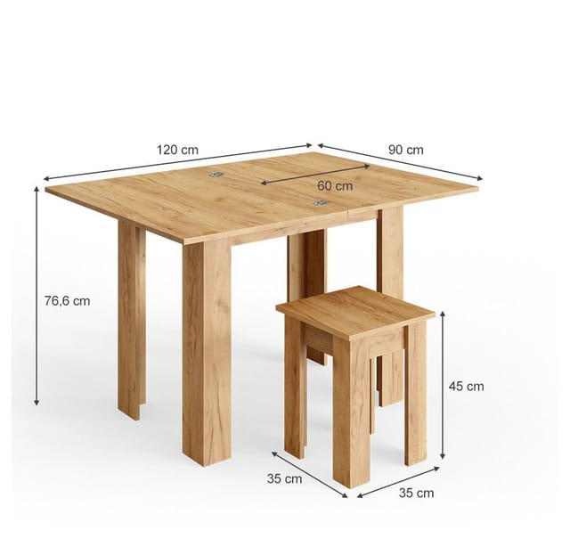 Vicco - Esstisch mit Stuhl Roman, Sandeiche, 90 x 60 cm