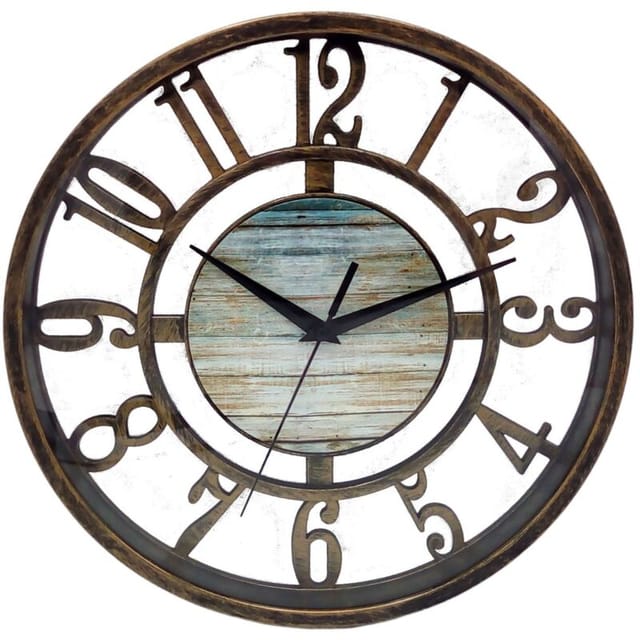 Buri - Kunststoff Wanduhr 27,5cm Bronze Küchenuhr Wohnzimmer Holzoptik Retro Antik