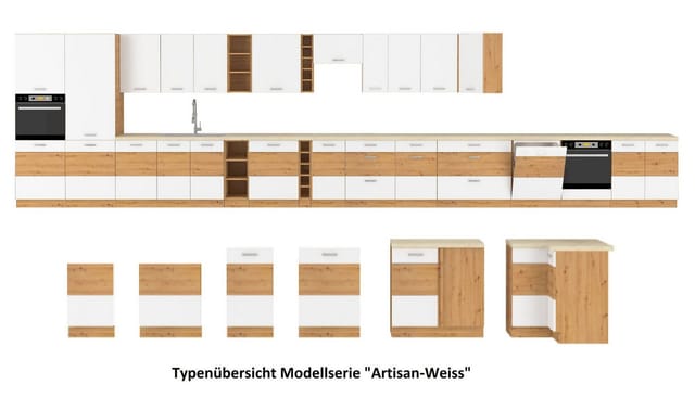 Küchen Preisbombe - Hängeschrank Regal 15 cm Eiche Artisan Küchenzeile Küchenblock Küche Stilo