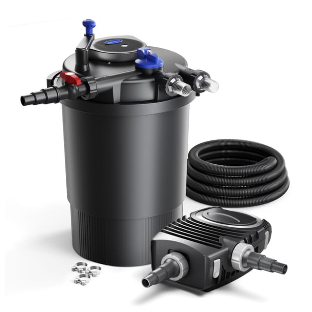 SunSun Komplettset: CPF-30000 Teichdruckfilter bis 12000 L mit 55 Watt UV-C Teichklärer, NEO12000 SuperECO Teichpumpe 12000l/h 100W, 10m