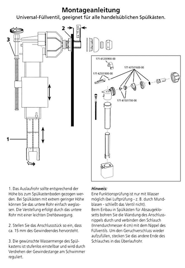 JOMO Lokus Pokus Universalfüllventil Spülkasten Ventil