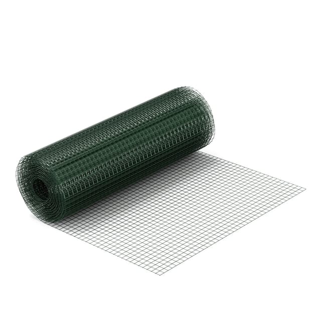 Maschendrahtzaun Grün 1x25 m 100 cm Höhe 0,9 mm Stärke 19x19 mm Maschengröße, Volierendraht 4-Eck aus Stahl verzinkt, Drahtgitter, Vogeldraht - Wiltec