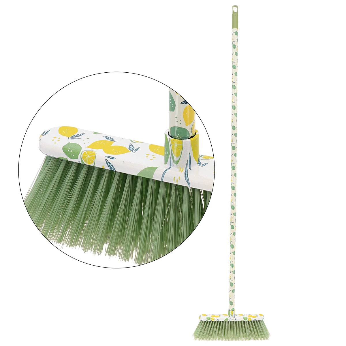 Besen Mit Aufdruck „menton“, 130 Cm, Mit Festem Stiel + Kopf 30 Cm – Grün - Tendance