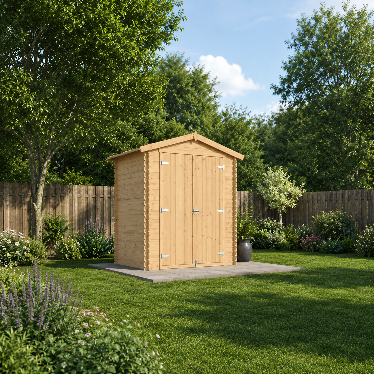 Timbela M367c1+m367g Gartenhaus Holz 1,98 M² Aus Kiefer/fichte, Geräteschuppen 19 Mm Wandstärke, Gerätehaus Holz Für Gartenwerkzeug, Fahrradschuppen Mit Imprägniertem Holzboden