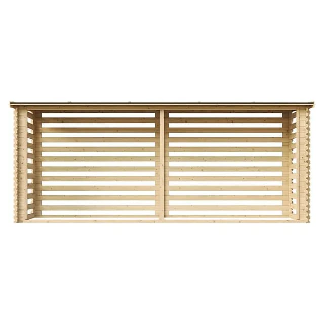 Holz Brennholzregal – 6,7 m3 – B112xL458xH199 cm - Kaminholzregal aussen - Holzhalter für Garten – Fahrrad- Container / Schuppen Timbela M203
