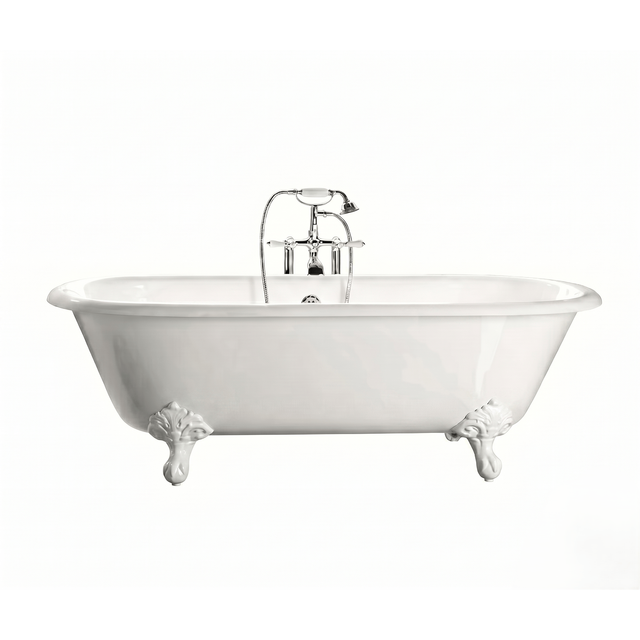 Freistehende Gusseisen Badewanne PLYMOUTH weiß Füße WEISS 190