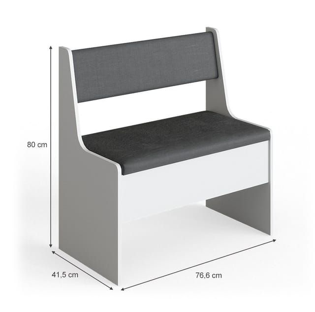 Esszimmer-Eckbank Roman, Weiß, 76.6 x 41.5 cm Vicco