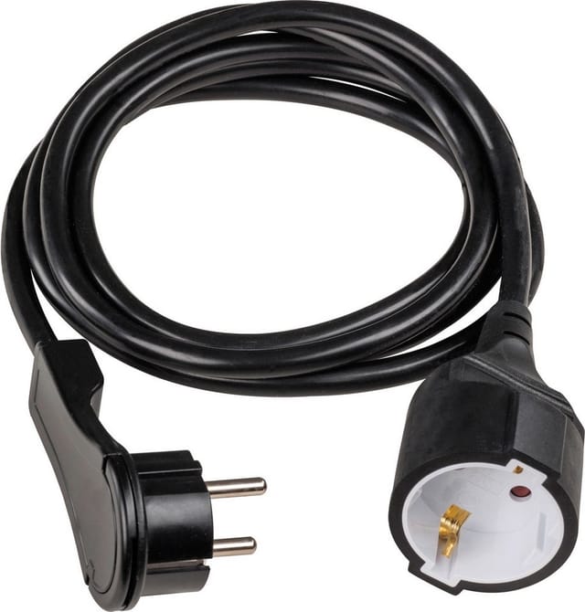 AS Schwabe 50212 Strom Verlängerungskabel Schwarz 2 m H05VV-F 3G 1,5 mm²