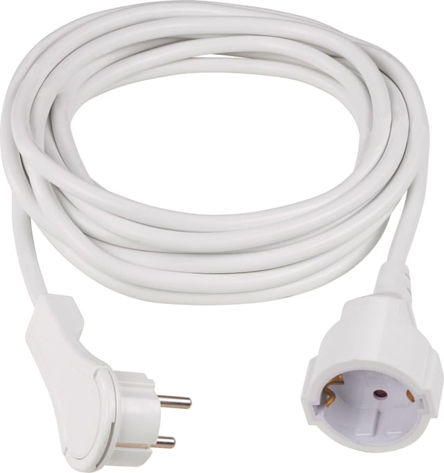 Verlängerungskabel Flachstecker 5 m weiß IP20 H05VV-F 3G1,5