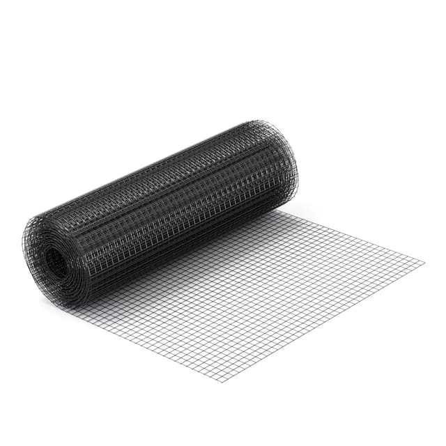 Maschendrahtzaun Schwarz 1x5 m 50 cm Höhe 1,42 mm Stärke 25x25 mm Maschengröße, Volierendraht 4-Eck aus Stahl verzinkt, Drahtgitter, Vogeldraht