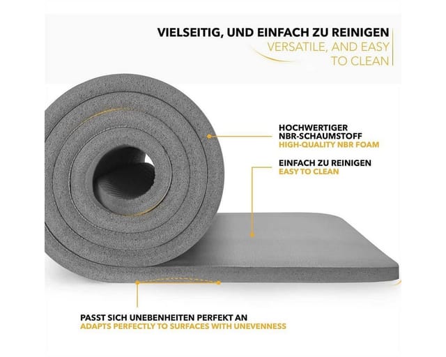 TRESKO® Yogamatte Fitnessmatte Gymnastikmatte Pilates 185x60x1,0cm Grau