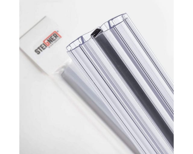 Duschdichtung 2x UKM04 Magnetdichtung für Duschtür Wasserabweiser, l, 200 cm, (set, 2er), Magnetdichtlippe für 6mm bis 8mm Glasstärke - Steigner