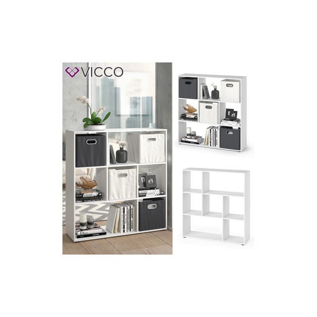 Vicco - Raumteiler Nove, Weiß, 107.2 x 107.8 cm 7 Fächer