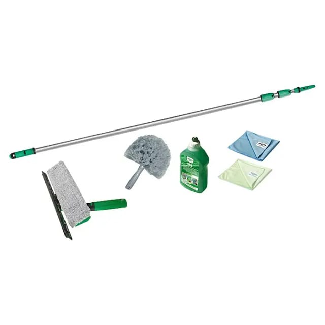 Wintergarten Reinigungsset (Reinigungsmittel Fensterwischer Tücher) AK130 - Unger