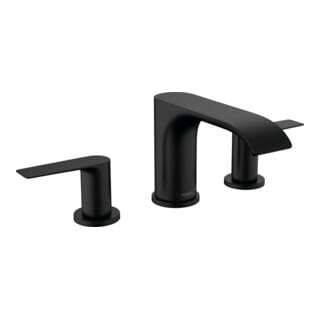Vivenis - Waschtischarmatur 90, 3-Loch Installation, mit Ablaufgarnitur Push-Open, EcoSmart, schwarz matt 75033670 - Hansgrohe