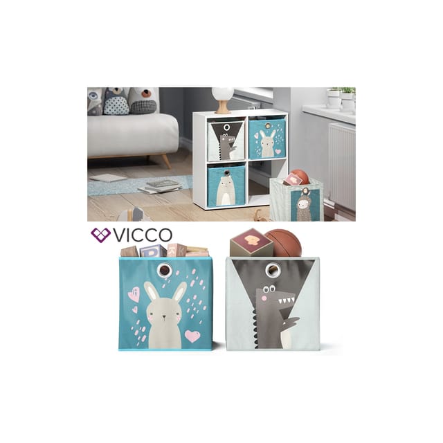 Faltbox 30x30 , Blau-Grau, 30 x 30 cm 2er Set Vicco