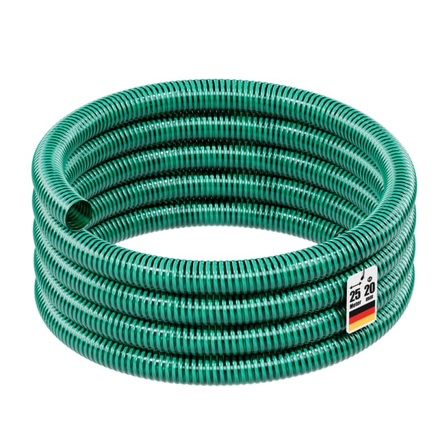 Wiltec Saugschlauch Druckschlauch 25m, flexibel, 20mm (3/4") grün - Made in Europe, zum Anschluss an Teichpumpen und Hauswasserwerke