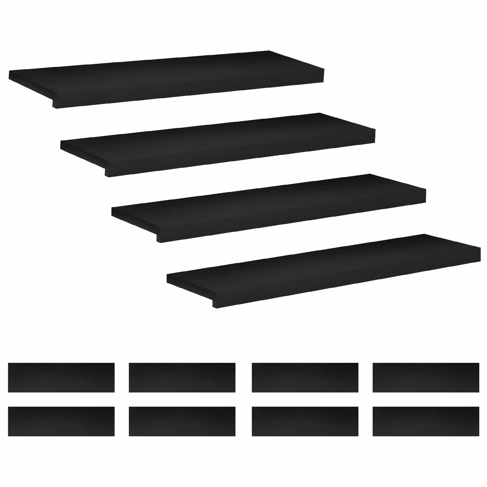Treppenstufen 12 Stk. 100 X 25 X 2 Cm Schwarz Massivholz Buche Vidaxl
