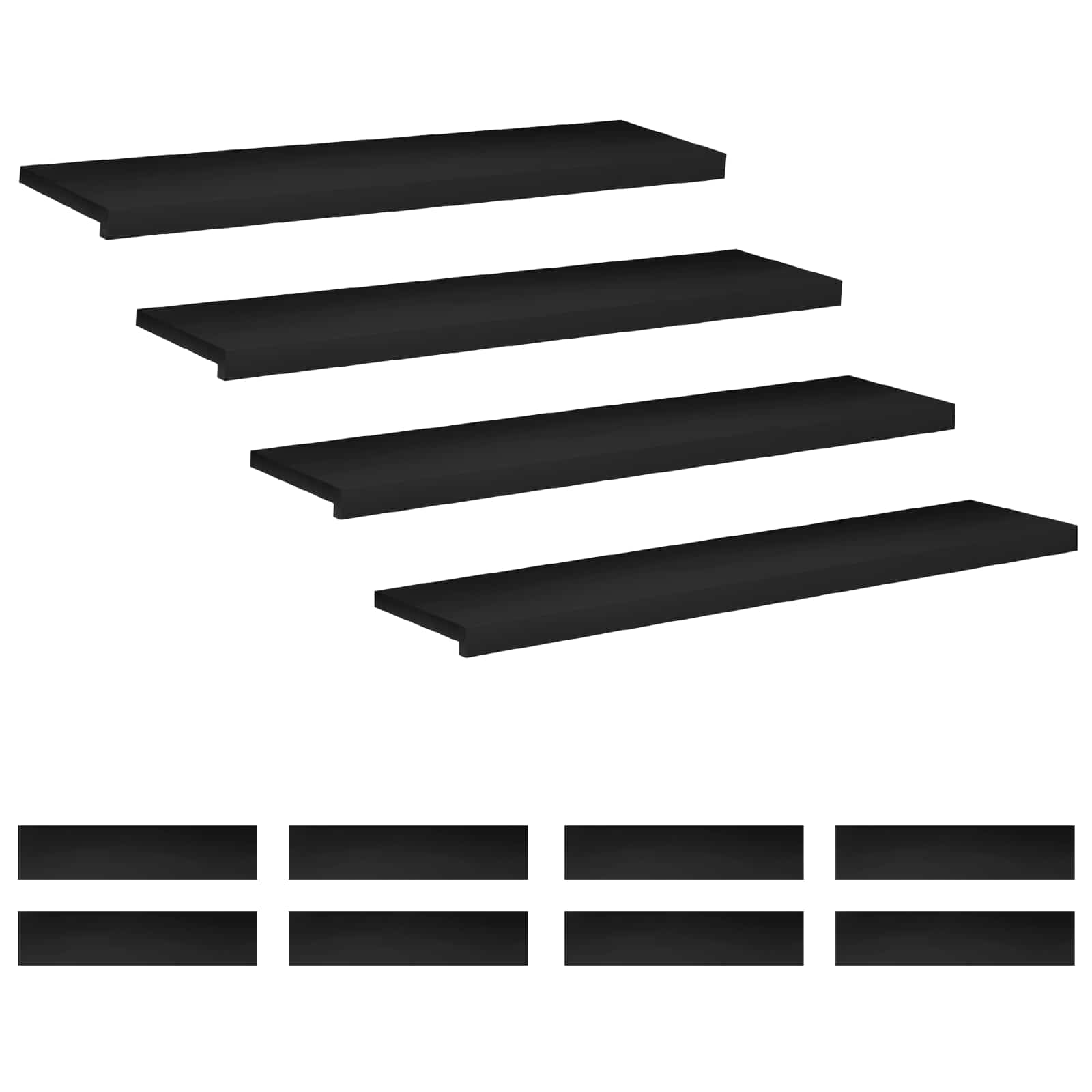 Treppenstufen 12 Stk. 120 X 30 X 2 Cm Schwarz Massivholz Buche Vidaxl
