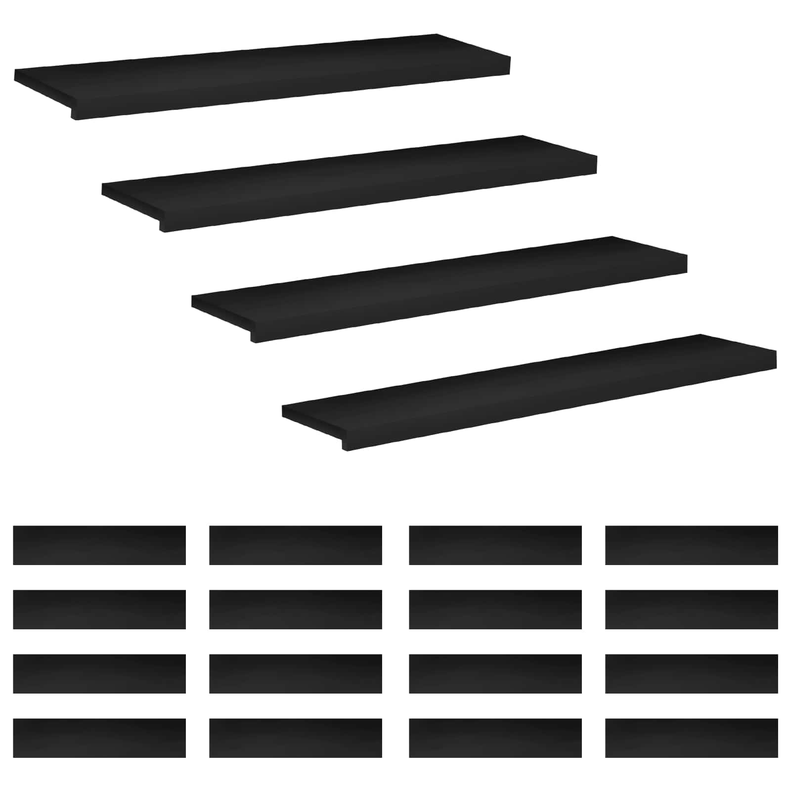 Treppenstufen 20 Stk. 120 X 30 X 2 Cm Schwarz Massivholz Buche Vidaxl