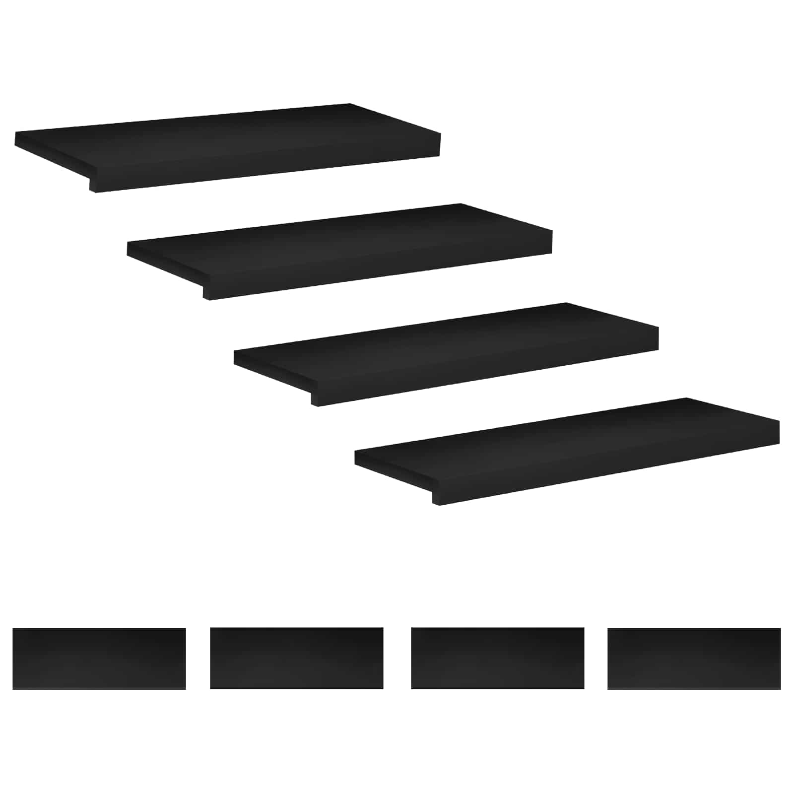 Treppenstufen 8 Stk. 80 X 25 X 2 Cm Schwarz Massivholz Buche Vidaxl