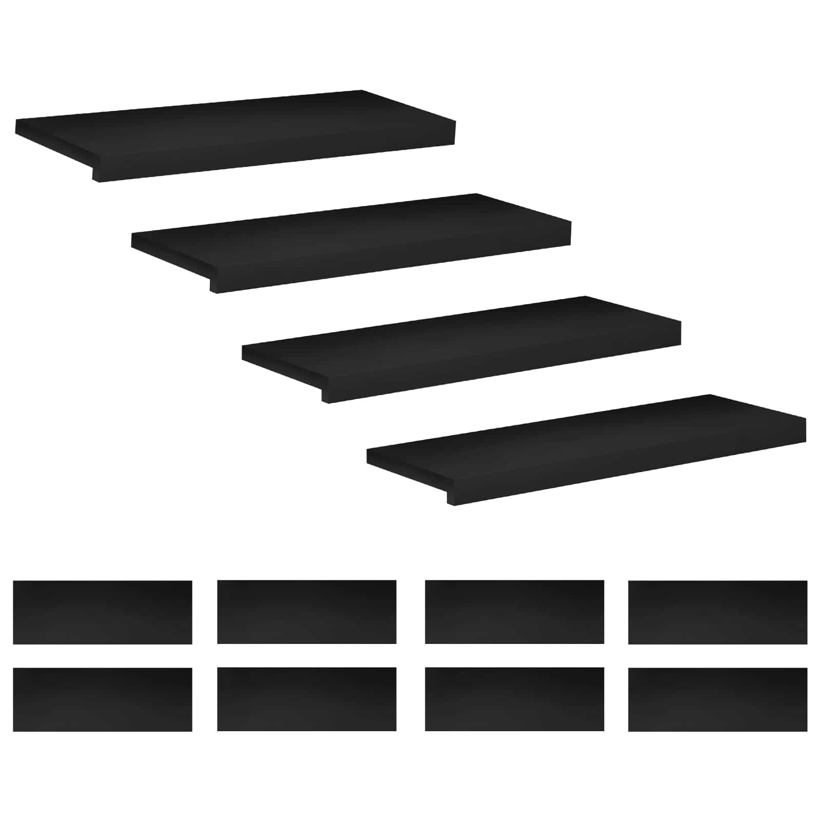 Treppenstufen 12 Stk. 80 X 30 X 2 Cm Schwarz Massivholz Buche Vidaxl
