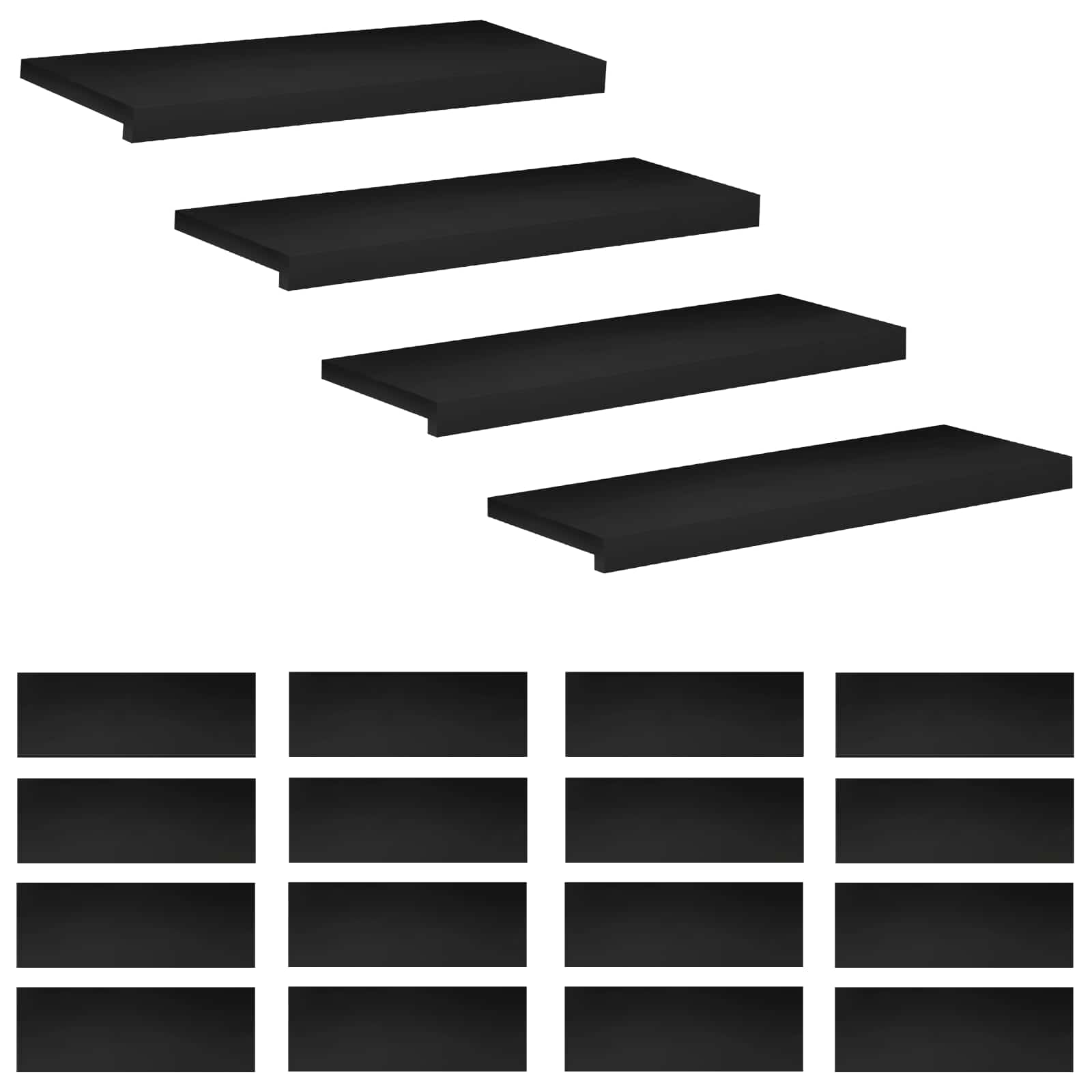 Treppenstufen 20 Stk. 80 X 30 X 2 Cm Schwarz Massivholz Buche Vidaxl