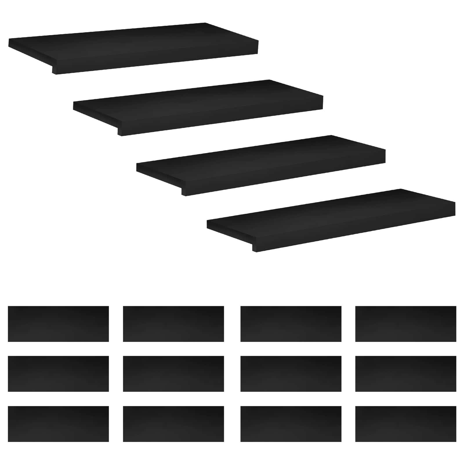 Treppenstufen 16 Stk. 80 X 30 X 2 Cm Schwarz Massivholz Buche Vidaxl