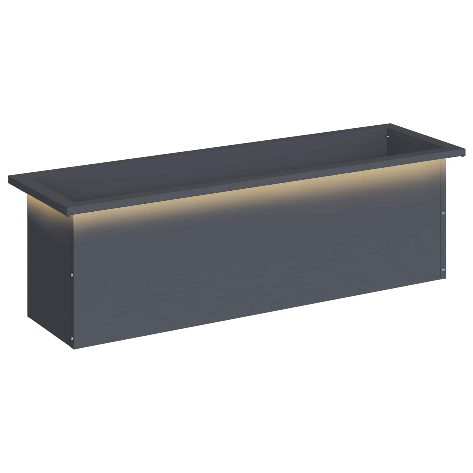 Garten-pflanzkübel Mit Led Antrazit 30 × 100 × 30 Cm Stahl Vidaxl