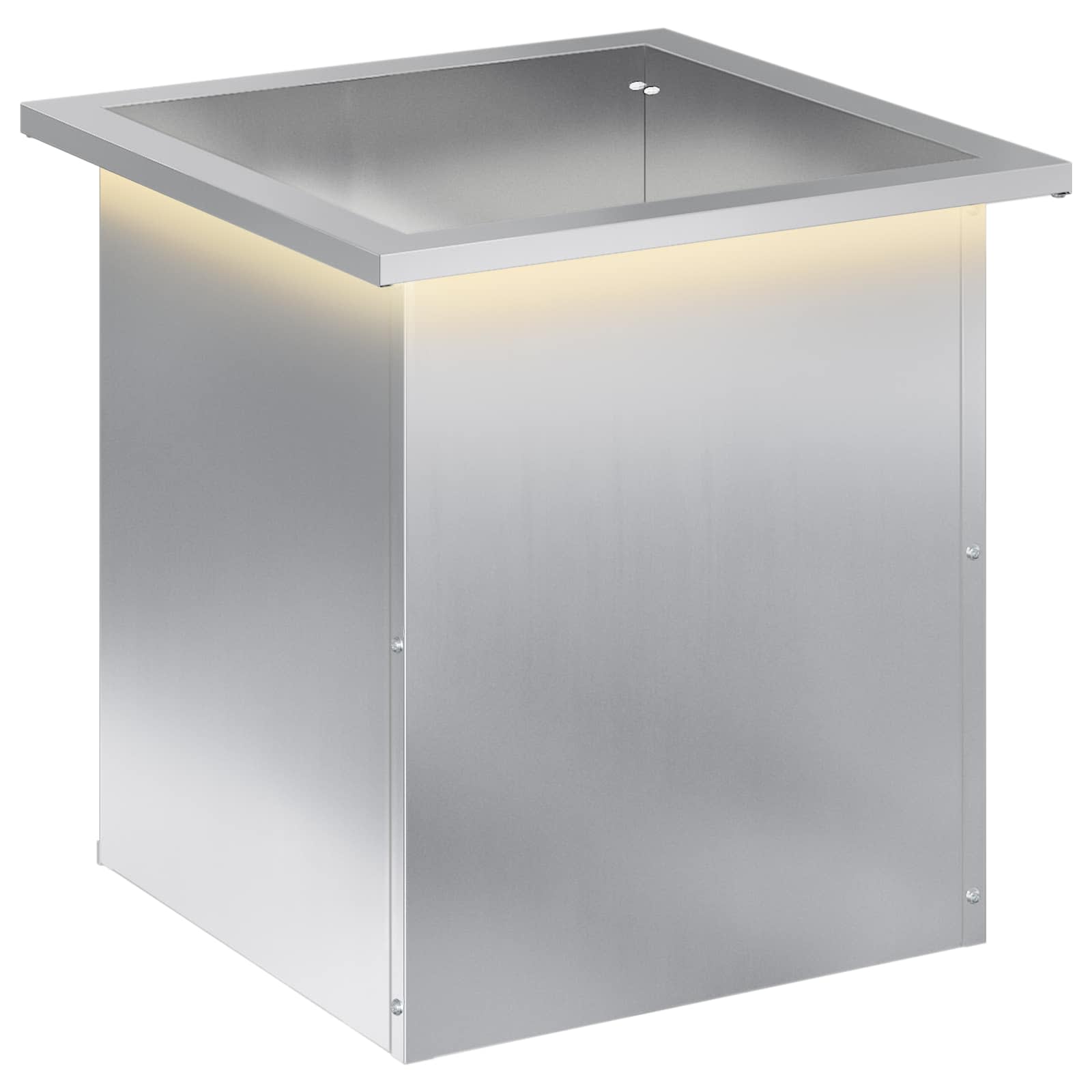 Garten-pflanzkübel Mit Led Silber 40 X 40 X 40 Cm Vidaxl