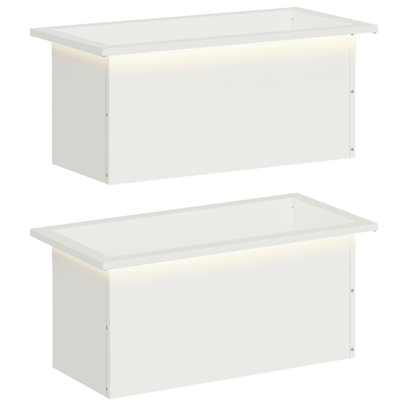 Garten-pflanzkübel Mit Led 2 Stk. Weiß 30 × 60 × 30 Cm Stahl Vidaxl
