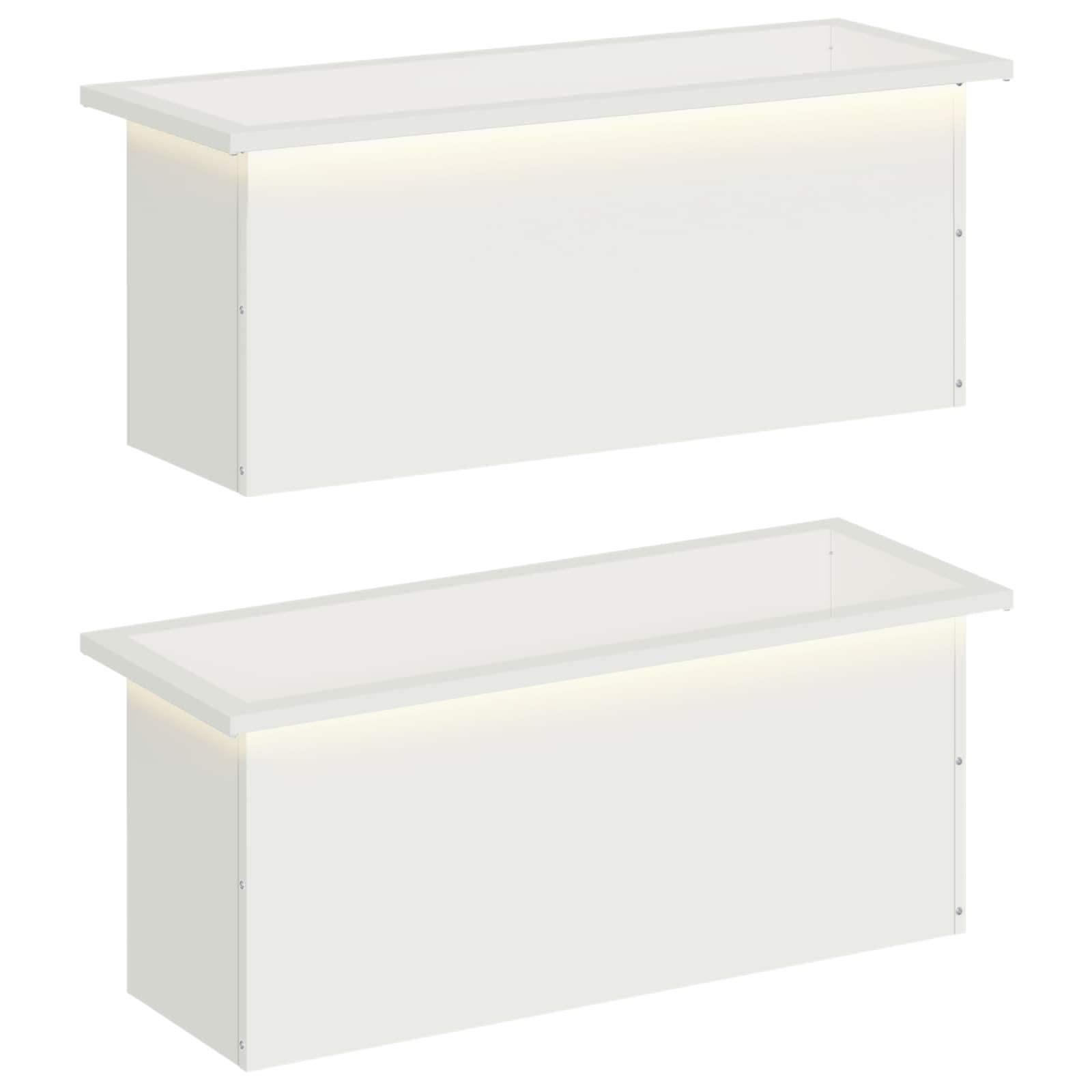 Garten-pflanzkübel Mit Led 2 Stk. Weiß 30 X 80 X 30 Cm Stahl Vidaxl