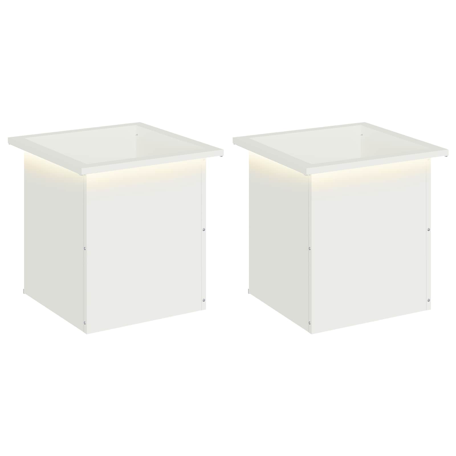 Garten-pflanzkübel Mit Led 2 Stk. Weiß 40 X 40 X 40 Cm Stahl Vidaxl