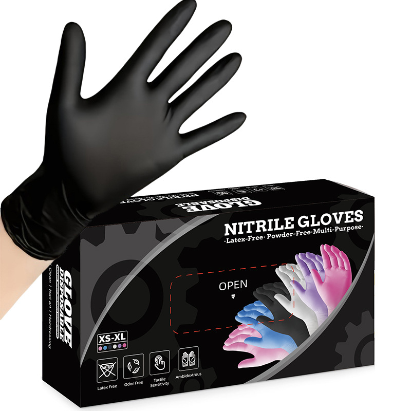 100 Schwarze Einweg-nitrilhandschuhe – Puderfrei – Einmalgebrauch – Nicht Steril – Gummibasis (100, M)