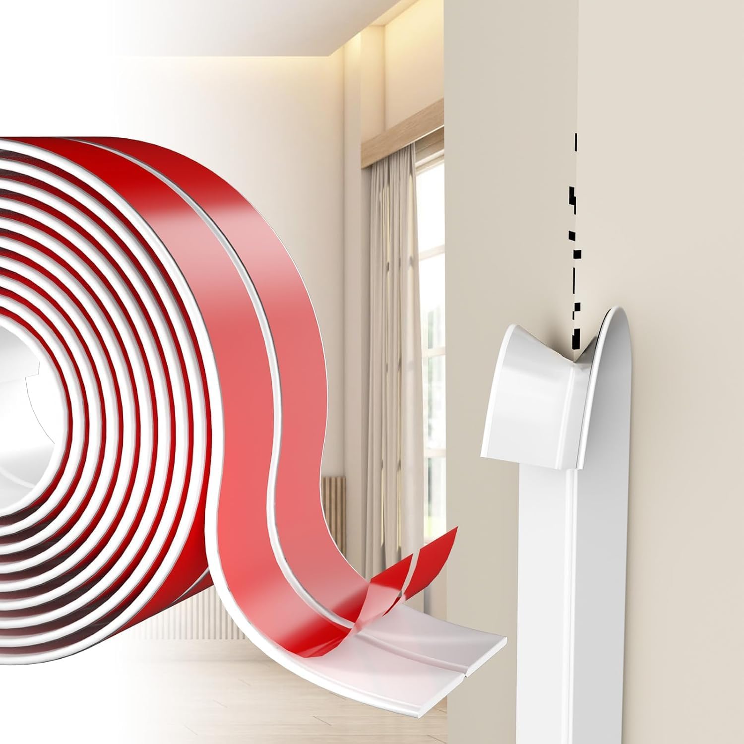 Eckprofil Und 6 M Wandschutz – Flexibles Tpe-profil (stark Klebend) – Kantenabschluss Für Wände, Türen, Fenster Und Fußleisten – Wasserdicht, Stoßfest (mattweiß, 2 Cm)