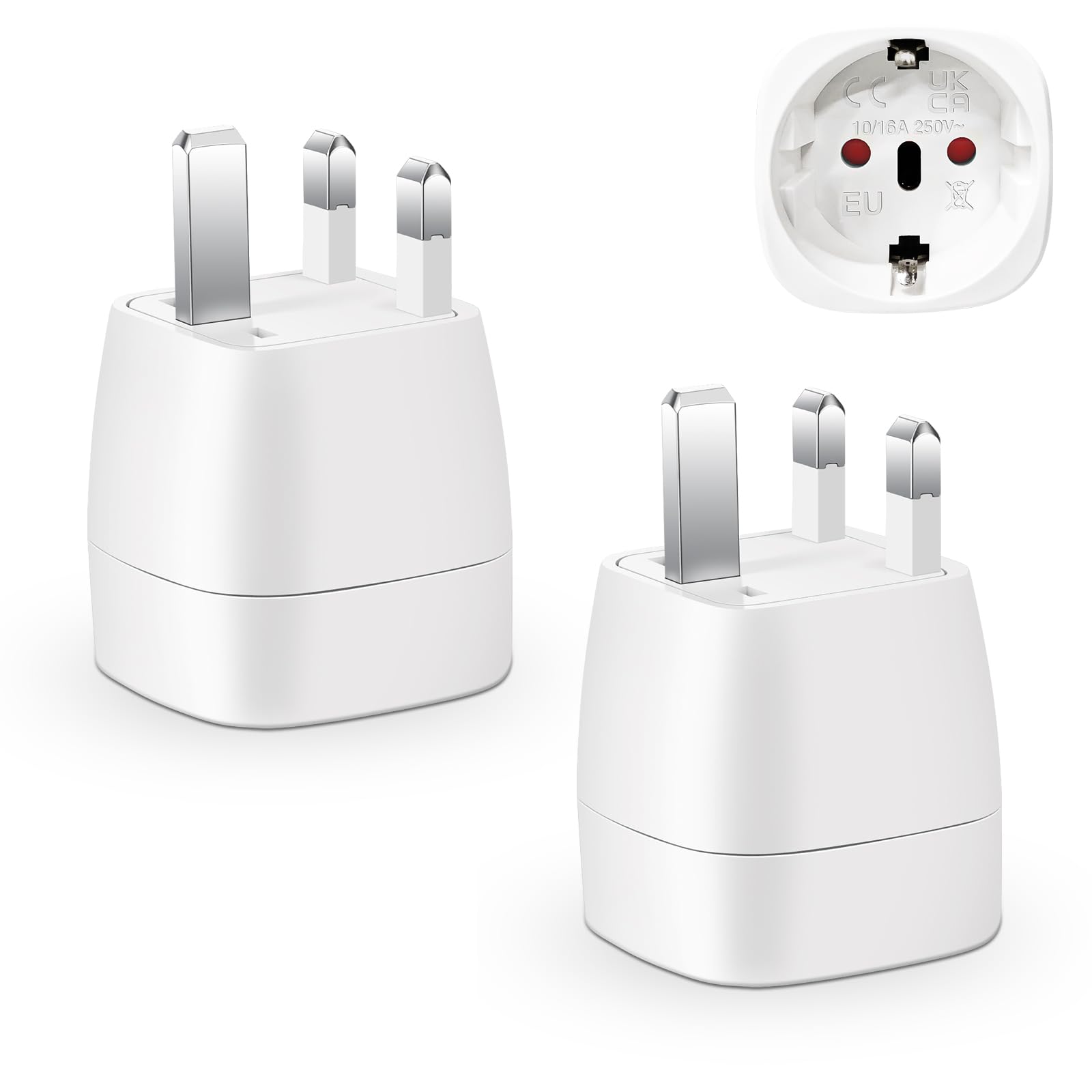 2er-pack Uk-steckeradapter, Reiseadapter Frankreich-uk, Adapter Für Irland, England, Schottland, Dubai, Malta, Typ G (weiß)