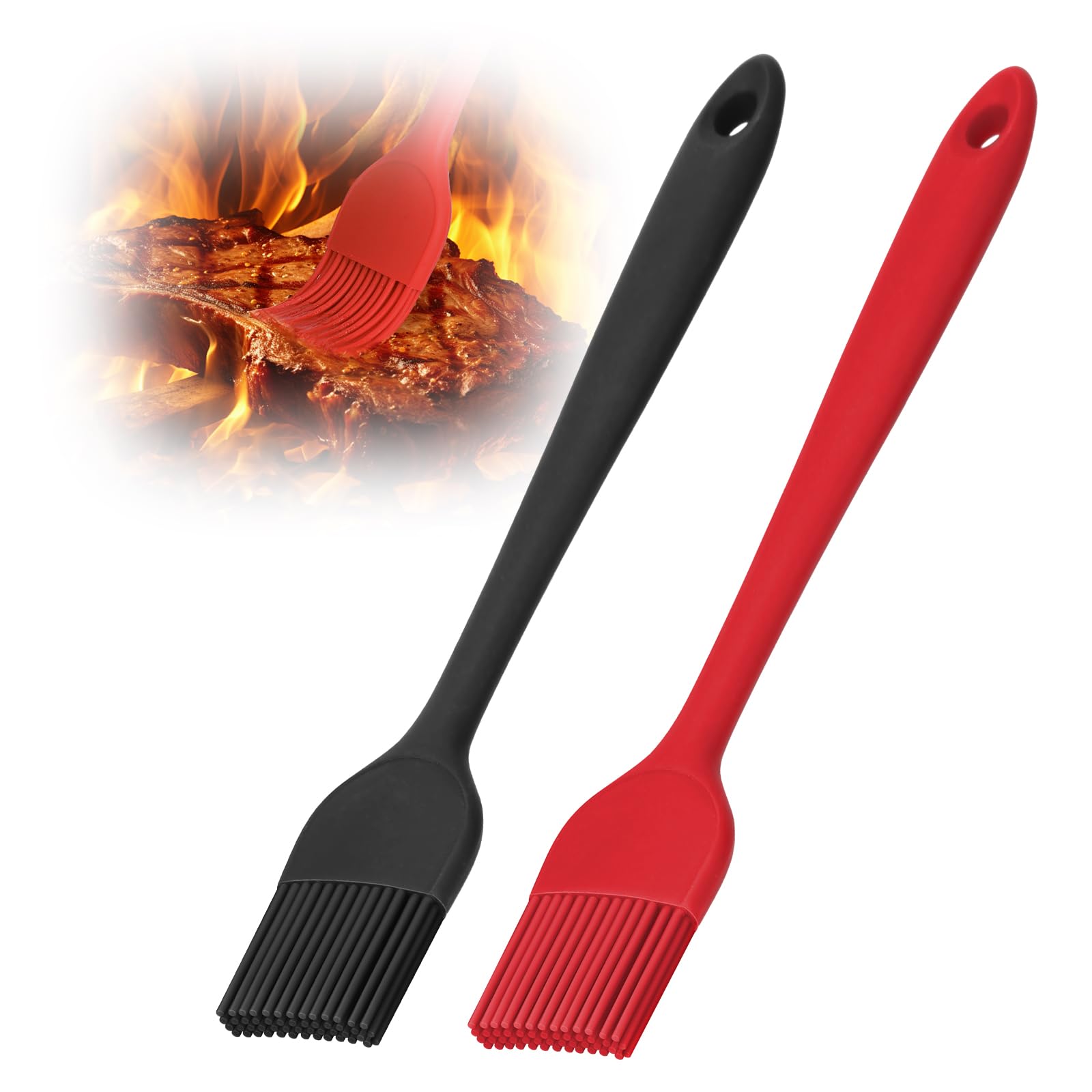 Set Mit 2 Küchenpinseln – Bpa-freie Silikonpinsel, Antihaftbeschichtete Backpinsel (rot + Schwarz)