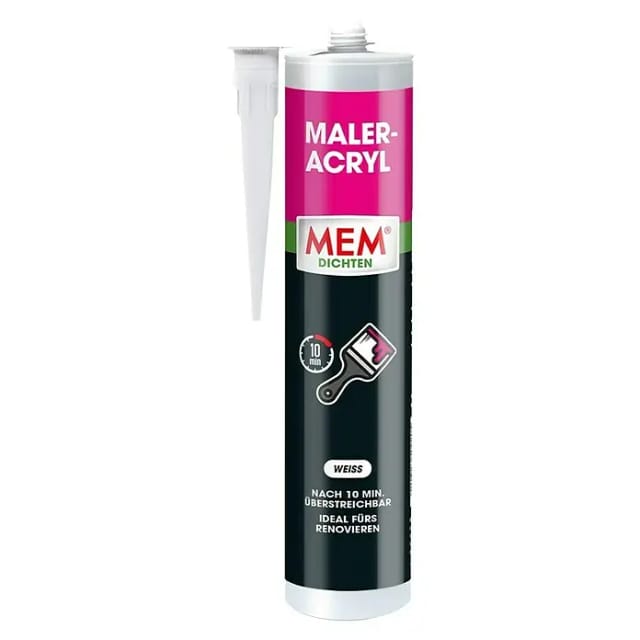 MEM Maler-Acryl weiß 300 ml Acryl Dichtmasse Abdichten Maleracryl Fugen Dicht