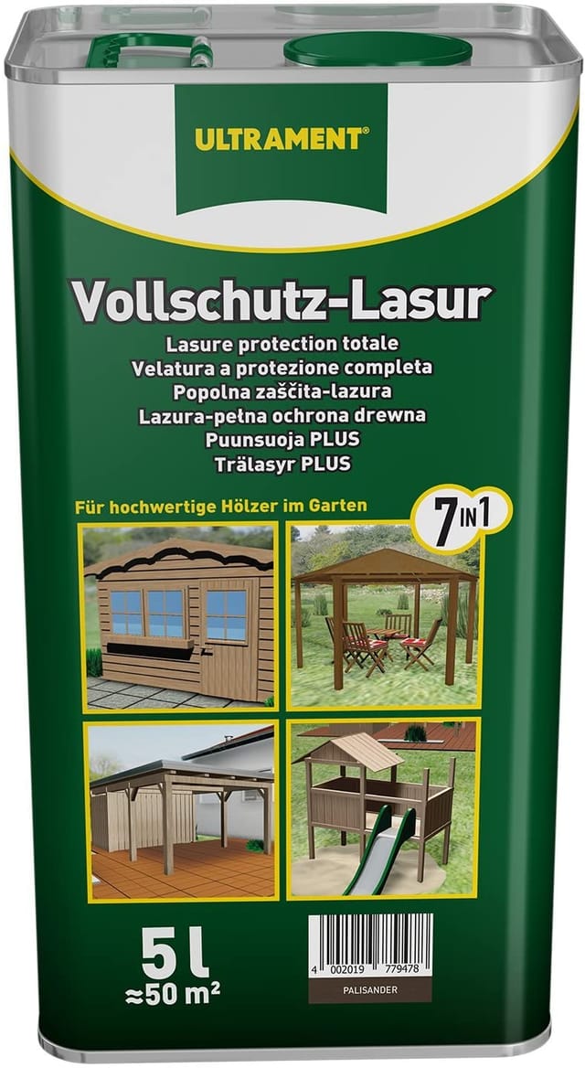 Vollschutz-Lasur 7-in-1, palisander, Holzschutz, 5 Ltr - Ultrament