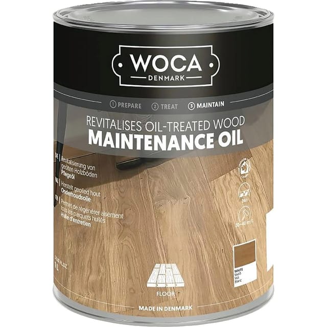 Pflegeöl zur Holzbodenpflege von allen geölten Holzböden, Holzöl weiß 2,5 Liter - Woca