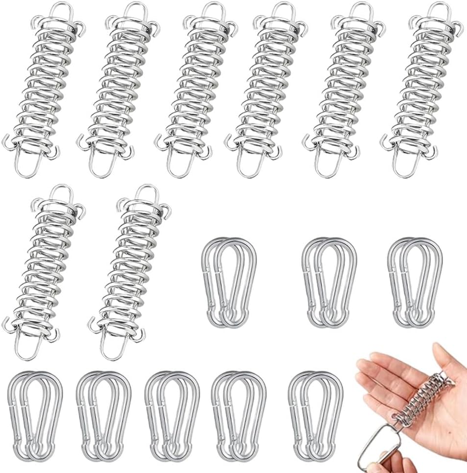 Set Mit 8 Edelstahl-spannfedern Mit Haken, Spannfedern, Mit 16 Karabinerhaken, Hochfestes Befestigungsset Für Sonnensegel, Geeignet Für Zelte, Markisen