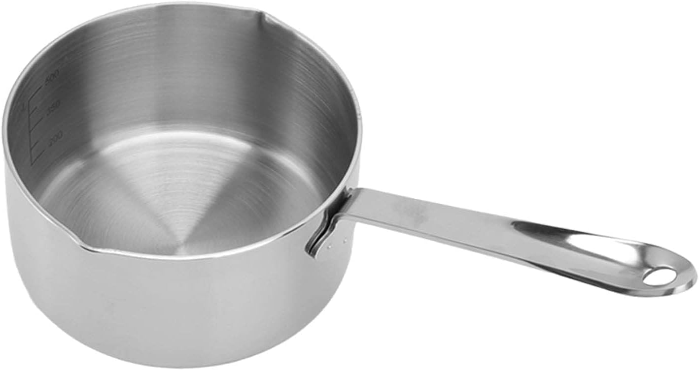 Mini-edelstahl-kochtopf, Milchwärmer 350/500 Ml, Kleiner Kochtopf, Buttersaucenbecher, Wärmebehälter Mit Langem Griff Für Bankette, Schokoladenschmelzgerät, Kaffeesaucentopf (500 Ml)
