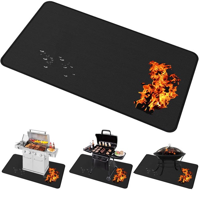 Große Grillmatte (165 X 99 Cm) Für Den Außenbereich, Feuerfest, Ölabweisend, Grillbodenmatte, Grillschutz