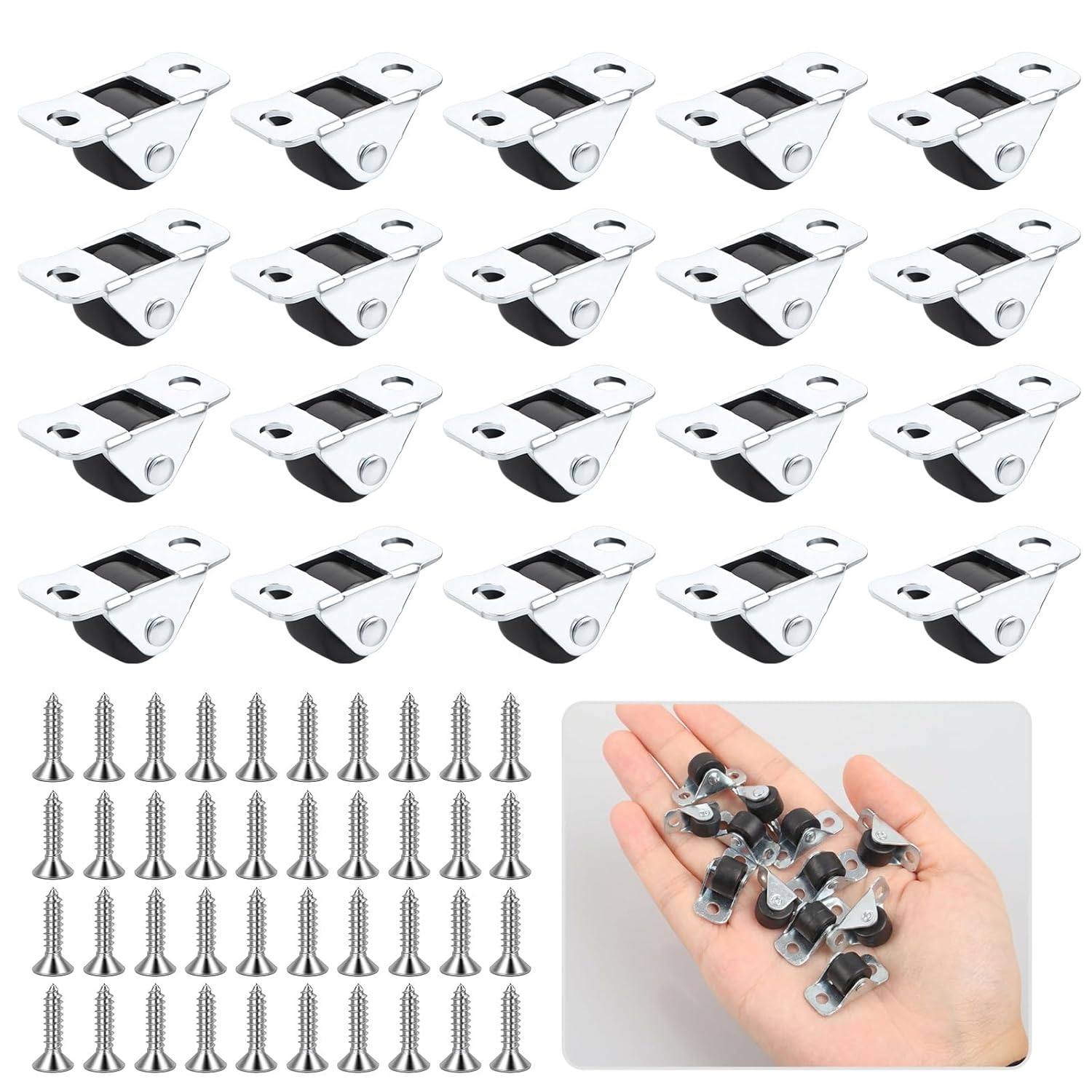 Möbelrollen, 20 Stück Mini-möbelrollen, Kleine Rollen 0,5