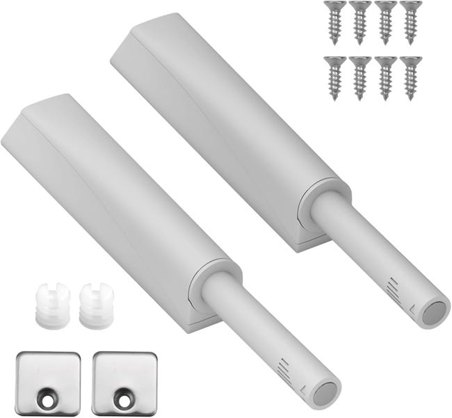 Set Mit 2 Grauen Schranktürdämpfern, Zum Öffnen Durch Drücken, Abs-material, Türdämpfer, Schranktürdrücker, Geeignet Für Küchenschränke