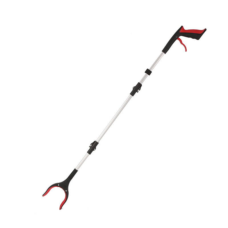 109 Cm Langer, Faltbarer, Tragbarer Teleskopgreifer Mit Rutschfester Klaue Und Magnetgreifer, Rot