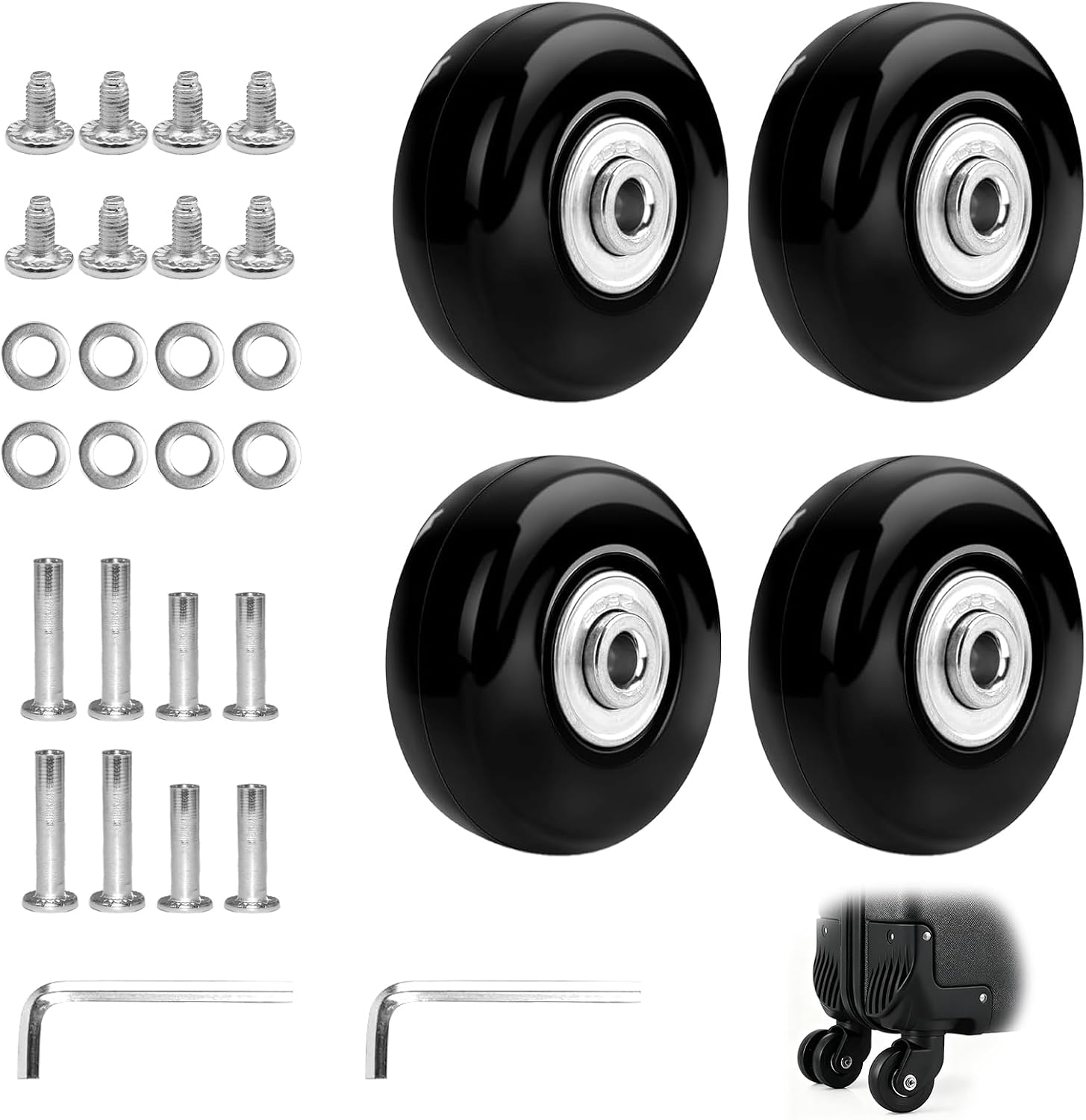 4-teiliges Universal-kofferrollen-set, 45 Mm X 18 Mm Ersatz-lenkrollen-reparaturset Für Koffer Und Trolleys