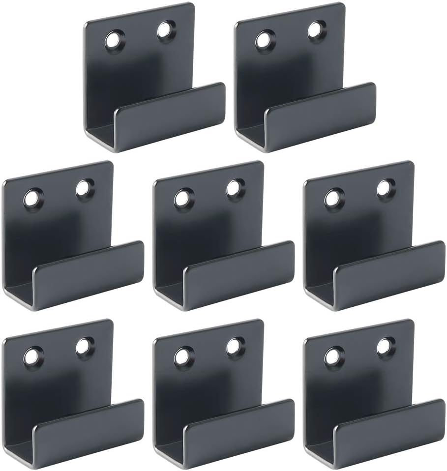 Acht Stabile Wandhaken Mit Schrauben, Edelstahlhalterung Zur Präsentation Von Fliesen Und Bilderrahmen, Schwarz, 15 Mm Innenbreite.